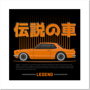 Tuner Orange Hakosuka JDM Posters and Art